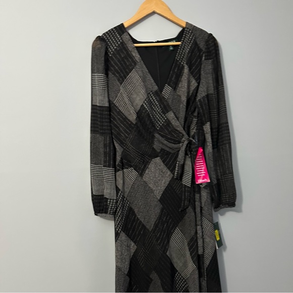 Lauren Ralph Lauren Plaid Wrap Midi Dress Size 12 Dark Academia Chic Patchwork - Picture 5 of 15